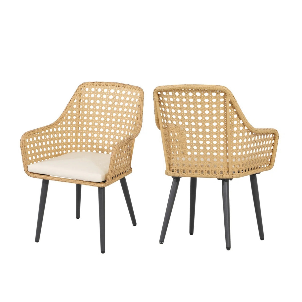 2-Piece Outdoor Rattan Wicker Patio Dining Chairs