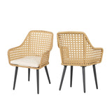 2-Piece Outdoor Rattan Wicker Patio Dining Chairs