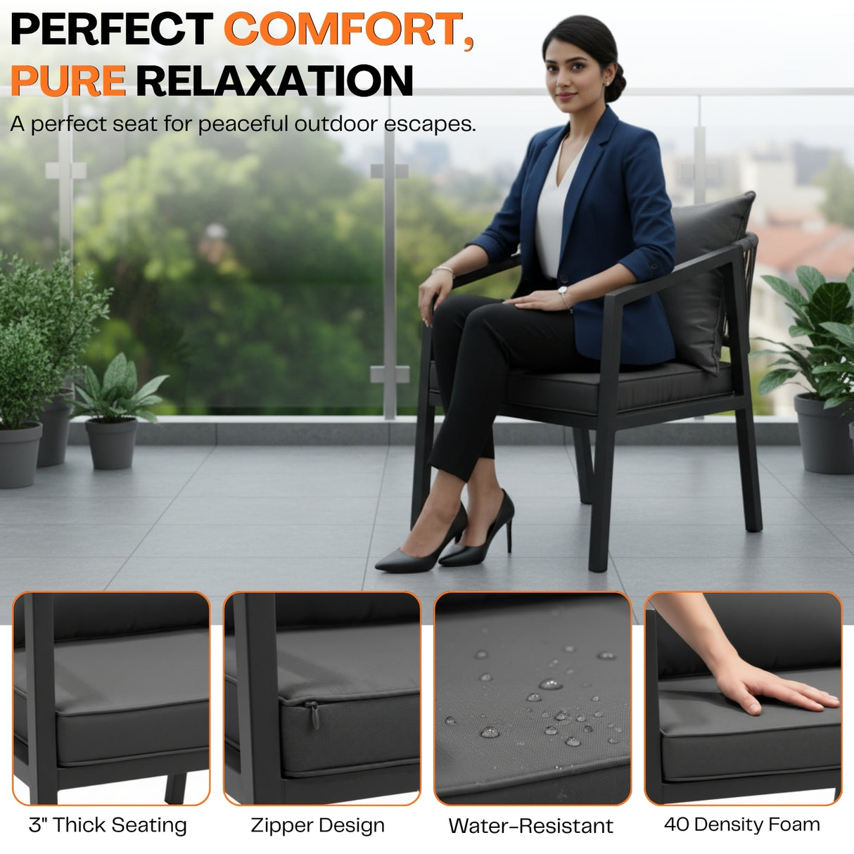 4-Piece Outdoor Rope Sofa Set With Glass Top Table