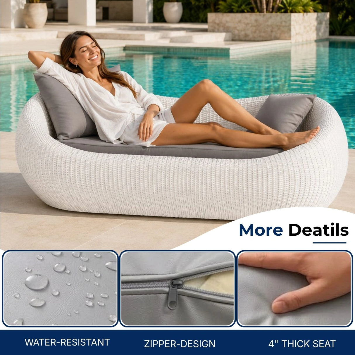 Outdoor Wicker 2 Seater Patio Garden Daybed
