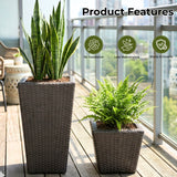 Tall Tapered Set of 6  Outdoor Wicker Planter (Dark Brown)