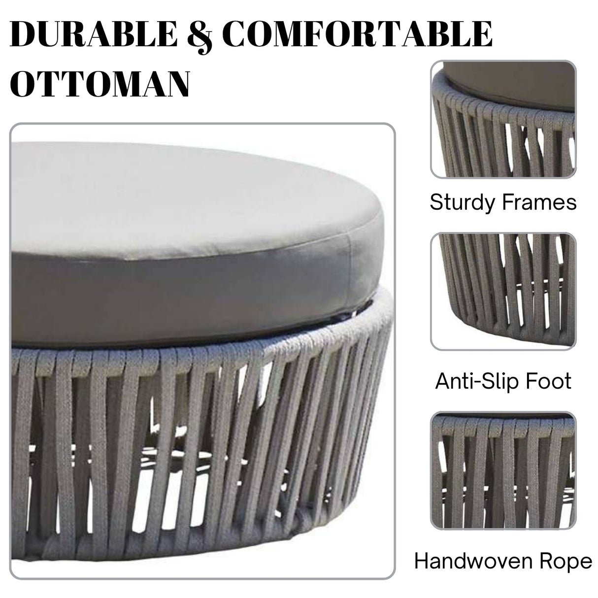 Round Outdoor Rope Footstool