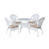 Outdoor All-Weather Resistant Rattan Wicker 5-Piece Dining Set