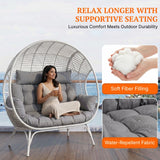 Outdoor Rattan Wicker Double Seater Egg Chair (White & Grey)