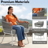 Outdoor Rope Sofa Set with Wooden Top Center Table (Grey)