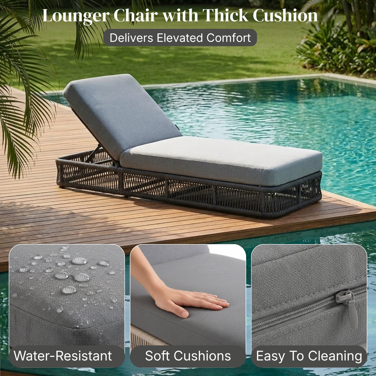 Outdoor All-Weather Rope Lounger Set of 2 (Grey)