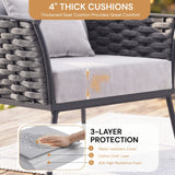 4 Piece Outdoor Rope Sofa Set with Wooden Top Table