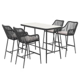 Premium Outdoor Rope 5-Piece Bar Set With a High-Top Table