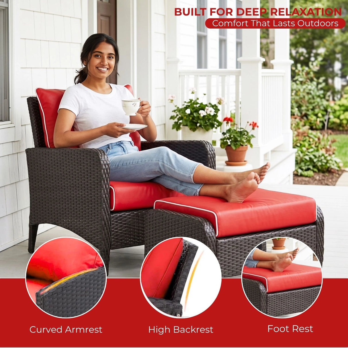 Outdoor 4 Piece Patio Wicker Furniture Set