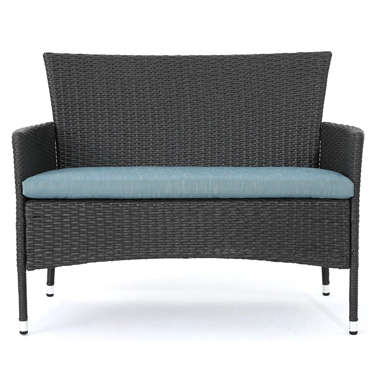 2-Piece Outdoor Rattan Wicker Loveseat Sofa