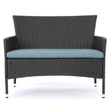 2-Piece Outdoor Rattan Wicker Loveseat Sofa
