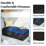Outdoor Rattan Wicker 2-Piece Ottoman Set