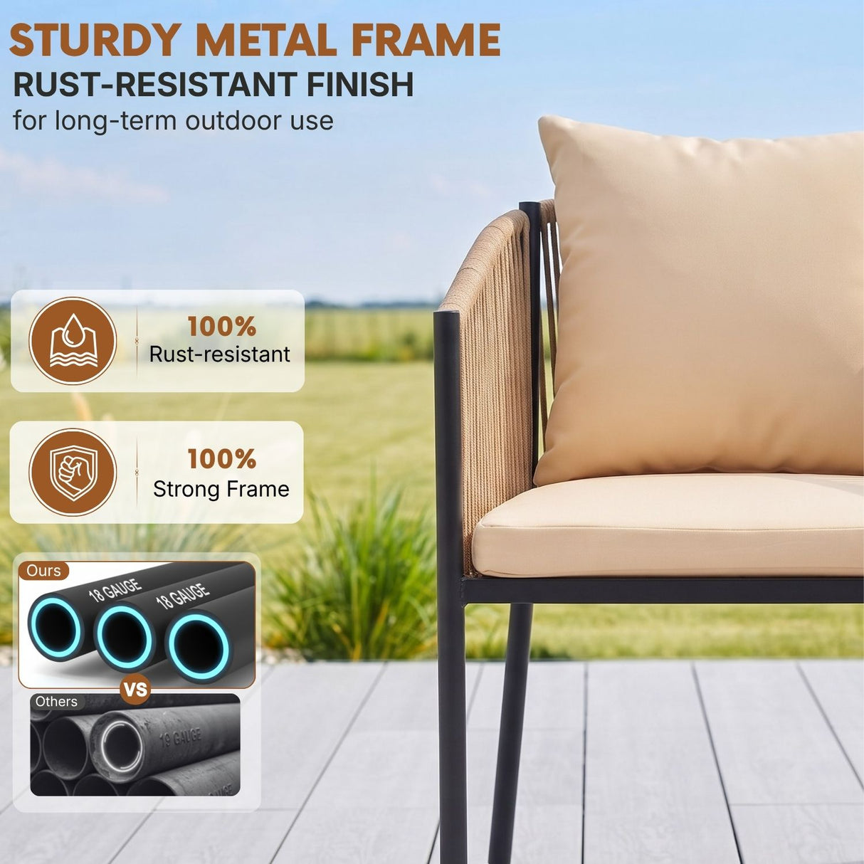 2-Piece Outdoor Rope Patio Dining Chairs