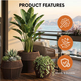 Outdoor 3-Piece Round Rope Planters (Brown)