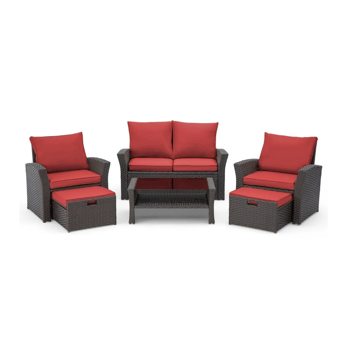 Outdoor All-Weather Wicker 6-Piece Sofa Set