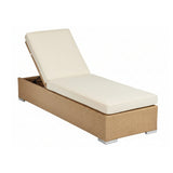 Outdoor All-Weather Rattan Wicker Lounger (Beige & Off-White)