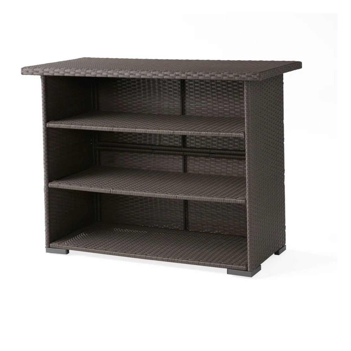 Outdoor Rattan Wicker Bar Table With Storage Selves