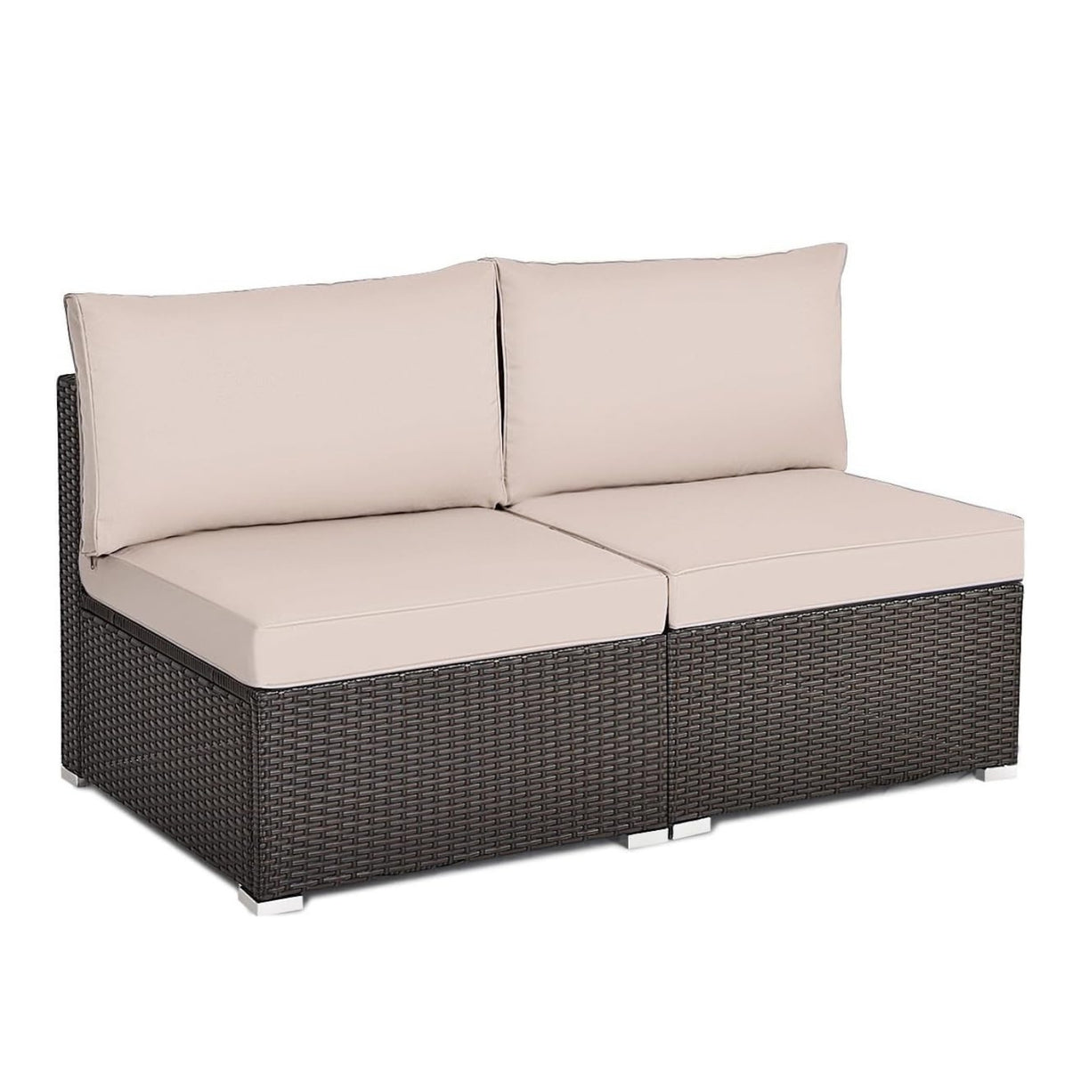 2-Piece Outdoor Wicker Armless Sofa