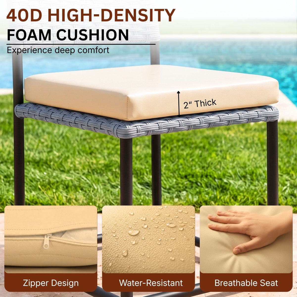 5-Piece Outdoor Wicker Patio Furniture Set (Silver Grey & Cream)