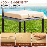 5-Piece Outdoor Wicker Patio Furniture Set (Silver Grey & Cream)