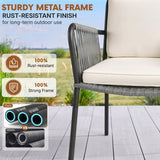 2-Piece Outdoor Rope Patio Dining Chairs