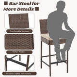 Outdoor Rattan Wicker Bar Chairs Set of 2