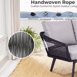 2-Piece Outdoor Rope Loveseat Sofa With Ottoman
