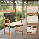 Outdoor Wicker Patio Conversation Set with Teak Wood Frame & Center Table