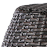 Dark Brown Rattan Damru Accent Table for Patio