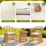 Outdoor Rope 3-Piece Patio Set (Beige & Off-White)