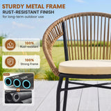 Outdoor Rope 3 Piece Patio Bistro Set (Beige & Cream)