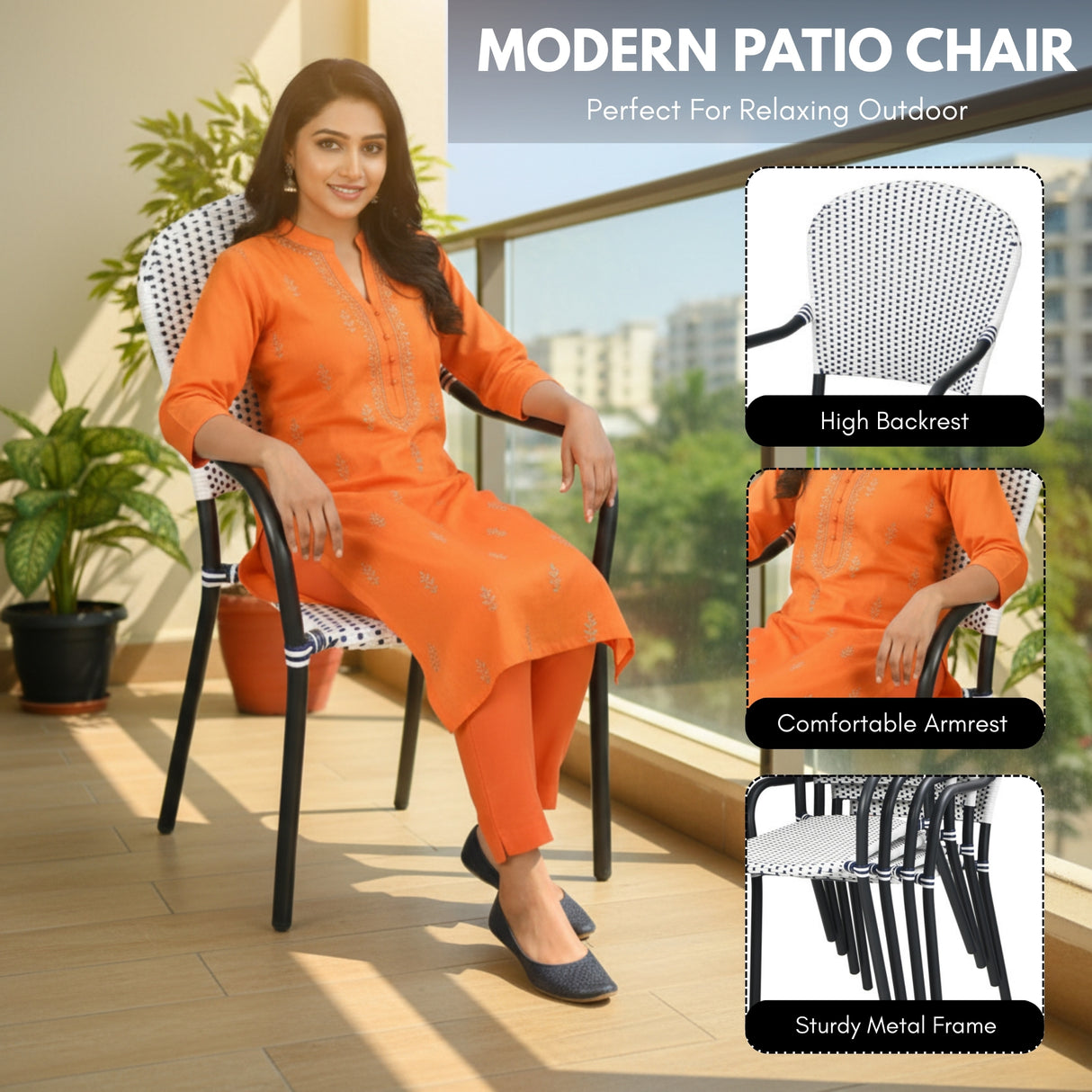 4-Piece Outdoor Rattan Wicker Patio Chairs