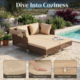 Luxury Outdoor Rattan Wicker Daybed with Canopy & Cushions