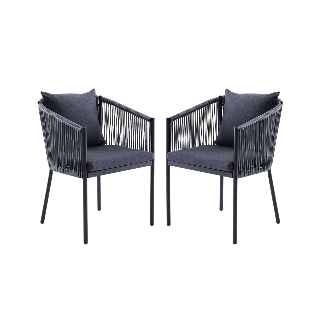 2-Piece Outdoor Rope Patio Dining Chairs