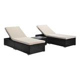 Outdoor Wicker Lounge Chairs Set of 2 With Side Table