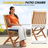 Acacia Wood Foldable Outdoor Bistro Set – 2 Chairs & Round Table