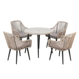 5-Piece Outdoor Rope Patio Dining Set With Glass Top Table