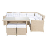5-Piece Wicker Patio Conversation Set (Beige/White)