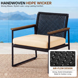 Outdoor 3-Piece Wicker Patio Set(Black & Cream)