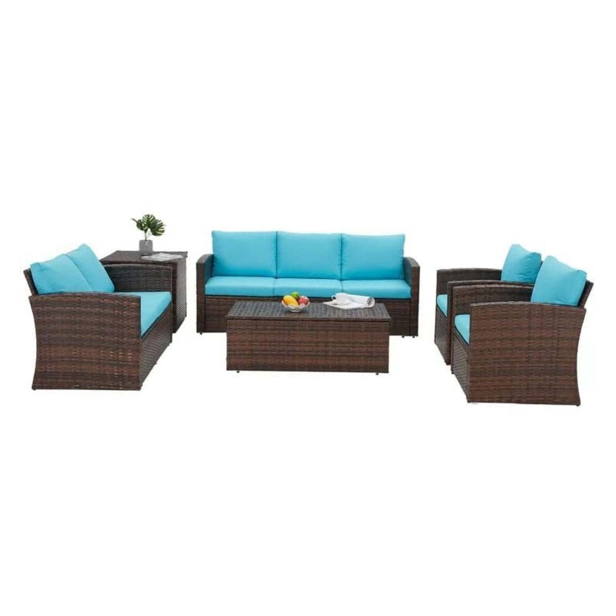 Outdoor 7-Seater Wicker Sectional Sofa Set