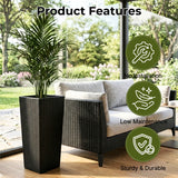 2-Piece Outdoor Rattan Wicker Tall Square Planters (Black)