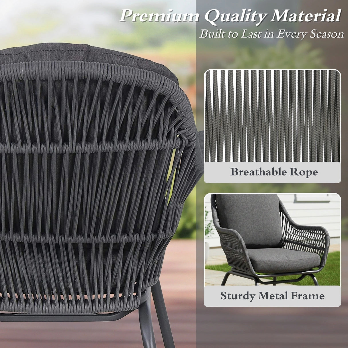 3 Piece Outdoor Rope Patio Set