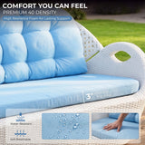 4-Seater Modern Design Outdoor Patio Furniture Set (White & Sky-blue)