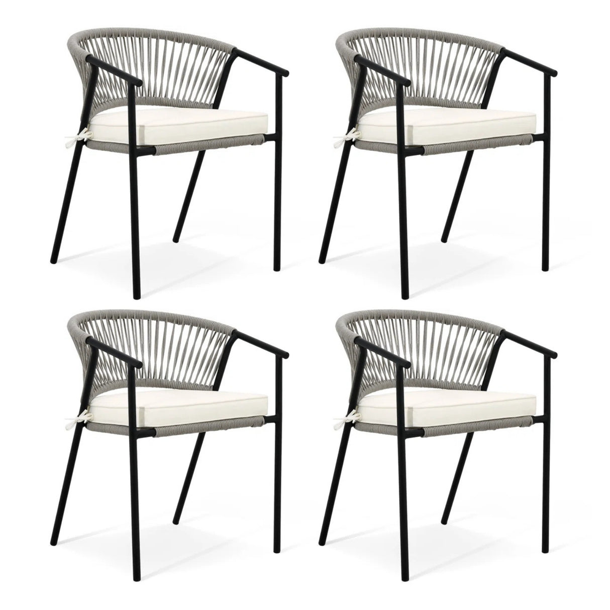 4-Piece Outdoor Rope Patio Dining Chairs