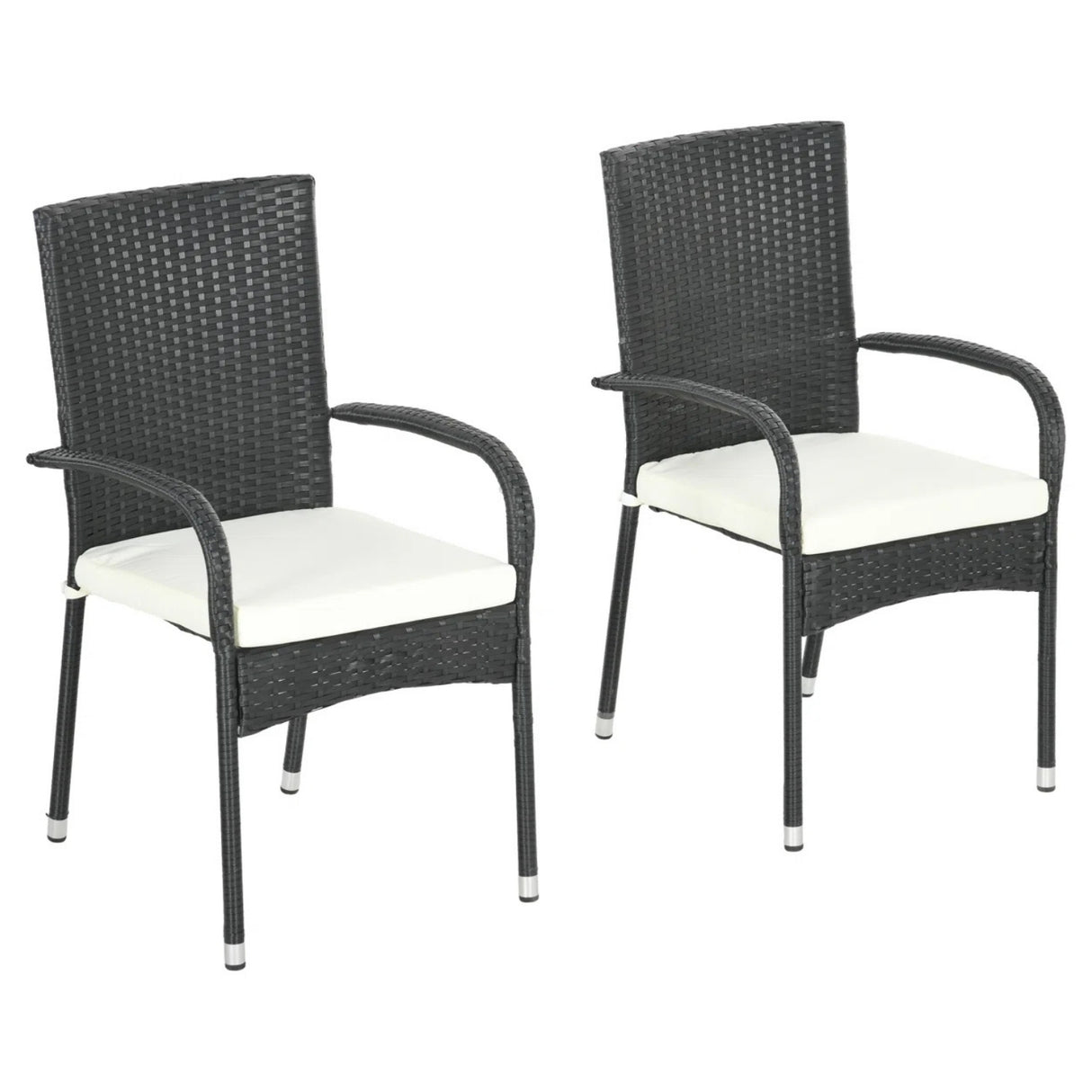 2-Piece Outdoor Rattan Wicker Patio Dining Chairs
