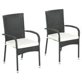 2-Piece Outdoor Rattan Wicker Patio Dining Chairs