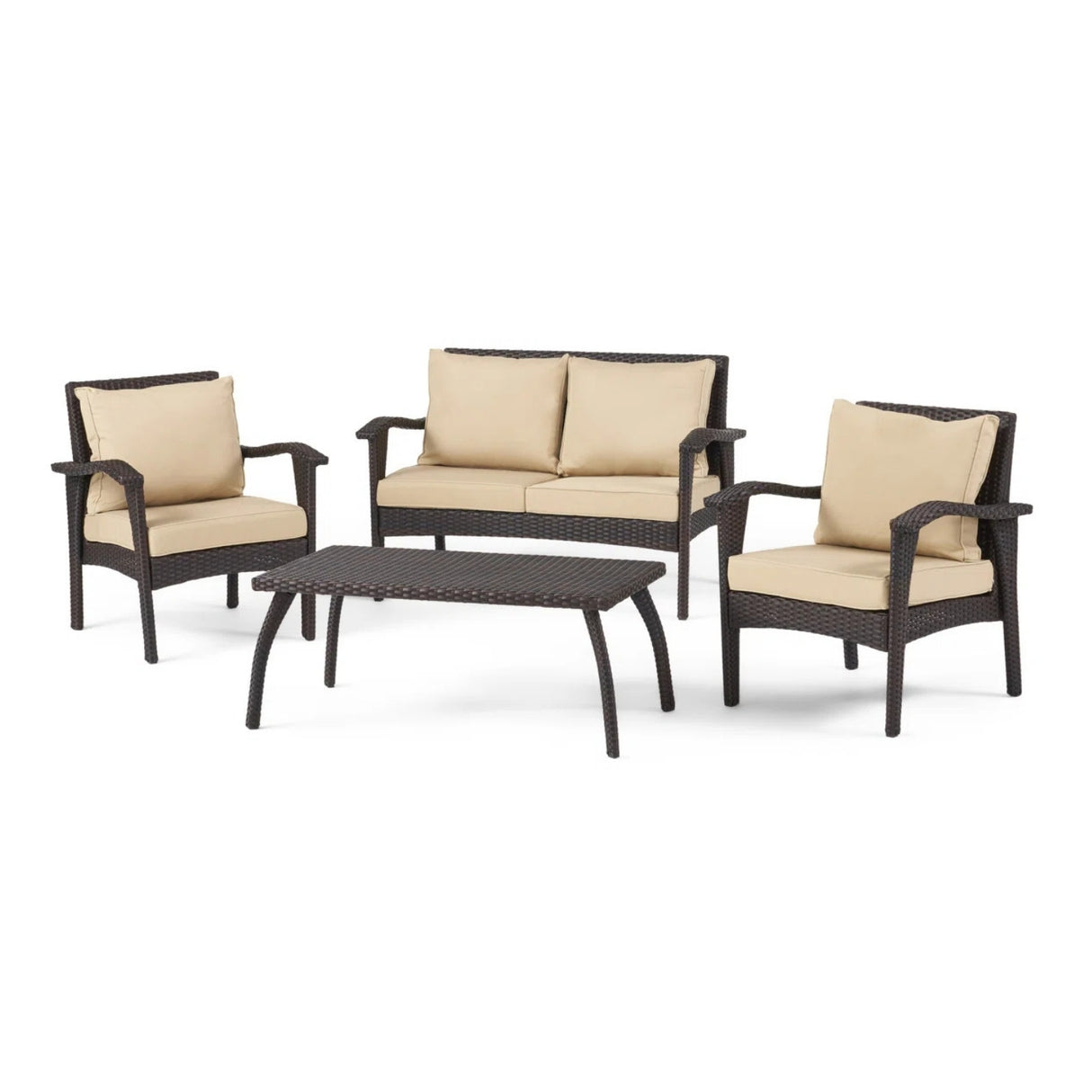 4 Pieces Patio Furniture Set, Outdoor Sectional Sofa