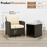 3-Piece Outdoor Rattan Wicker Patio Set