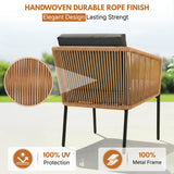 Outdoor 4 Seater Rope Conversation Sofa Set (Beige & Dark Grey)