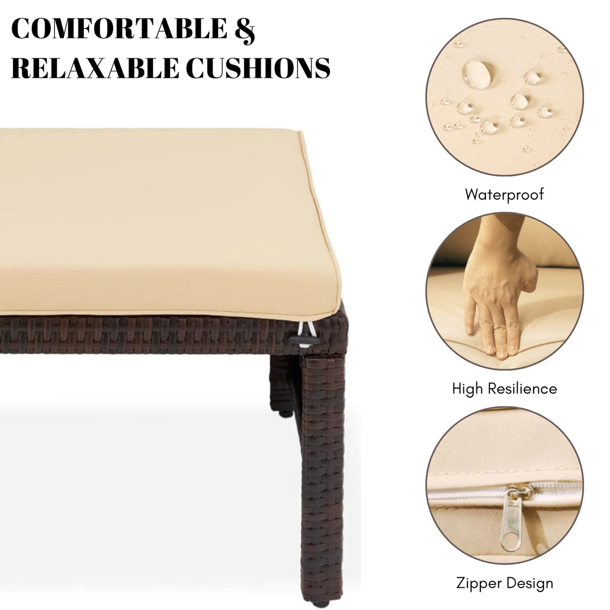 Set of 2 Wicker Ottomans, Multipurpose Outdoor Furniture